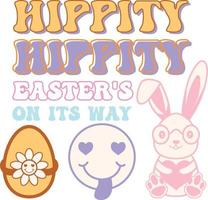 happy easter Groovy svg design, easter bunny Quotes design vector