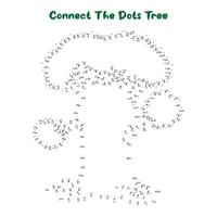 Connect The Dots and Draw tree coloring page, Educational Game for Kids. line drawing for kids, vector