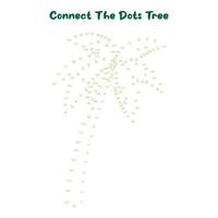 Connect The Dots and Draw tree coloring page, Educational Game for Kids. line drawing for kids, vector