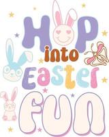 happy easter Groovy svg design, easter bunny Quotes design vector