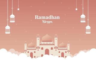 Vector mosque on the sky illustration for Ramadan Kareem