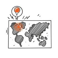 hand drawn doodle map magnitude earthquake icon illustration vector