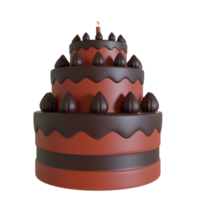 3D Birthday cake with candles and decorations. chocolate cake design icon isolated 3D Rendering png