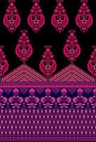 Ethnic Seamless borders and flower ornament, motif draws working illustration flowers and  ornament motif India design elements Neckline pattern or, repeat the floral texture vector