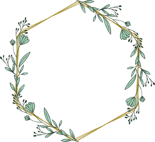 or hexagone Cadre minimaliste floral couronne ou hexagone floral Cadre png