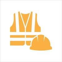 construcción icono. la seguridad casco con la seguridad chaleco vector icono diseño. la seguridad hombre logo vector. vector ilustración