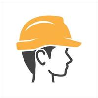 Construction worker icon. Safety man icon. Safety helmet icon. Vector illustration