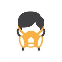 construcción trabajador icono. la seguridad hombre icono. la seguridad respirador máscara icono. vector ilustración