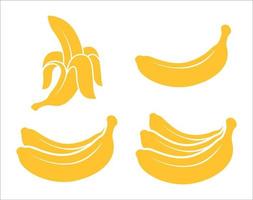 Banana vector icon set. Banana fruit icons collection. Banana icon vector set isolated on white background. Vector illustration