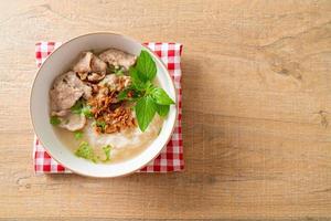 Pho Bo vietnamese soup with pork and rice noodles photo