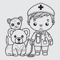 cute cartoon veterinary with a dog vector
