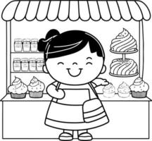 cute cartoon Sweet Bakery Owner Illustration graphic  vector