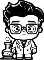 cute cartoon scientist Illustration vector graphic