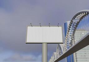 3D mockup blank flip billboard in downtown rendering photo