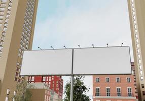 3D mockup blank billboard in downtown rendering photo
