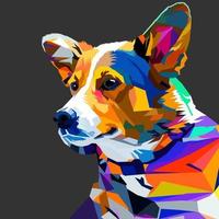 dog head drawn using WPAP art style, pop art, vector illustration.