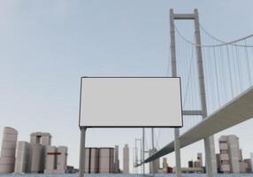 3D mockup blank billboard in downtown rendering photo