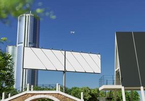 3D mockup blank billboard in downtown rendering photo