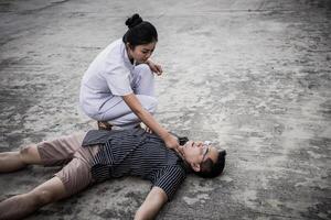 Emergency CPR on a Man, Nurse try to Process Resuscitation photo