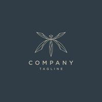 Dragonfly line geometric logo icon template flat vector