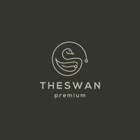 Swan line logo design template flat vector