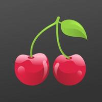 rojo lustroso cerezas sano orgánico Fruta vector ilustración