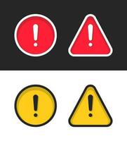 Red Yellow Alert Exclamation Sign Vector Illustration Set