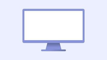 Flat Computer Monitor White Display Vector Illustration