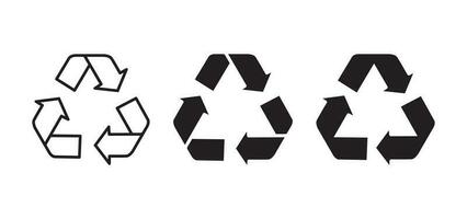 reciclar símbolo plano línea glifo vector icono conjunto