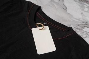 cloth with a blank white tag on the neck photo