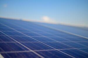 Close up and selective focus on Mono-crystalline solar cells photo