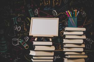 photo book with black board background