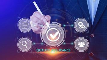 Quality Assurance Control Standards, Standards and Certification Concepts, Guaranteed Quality Guaranteed Service Standard Internet Technology Business Concept. photo