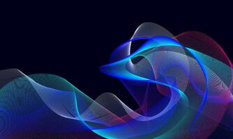 Dark abstract background with glowing wave. Shiny moving lines design element. Modern purple blue gradient flowing wave lines. Futuristic technology concept. Vector illustration