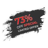 73 percent Off Limited Special Offer vector art illustration with grunge background and modern style