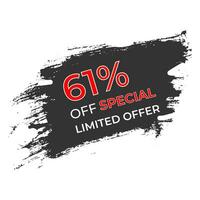 61 percent Off Limited Special Offer vector art illustration with grunge background and modern style