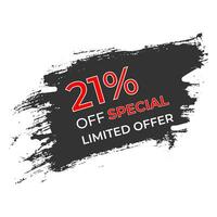 21 percent Off Limited Special Offer vector art illustration with grunge background and modern style