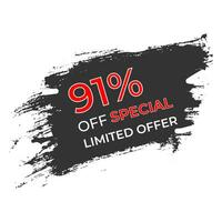 91 percent off Limited Special Offer vector art illustration with grunge background and modern style
