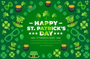 Happy St.Patrick's Day background with shamrock clover leaf. saint patrick's day festival background. Clover shamrock leaf seamless border vector template for Saint Patrick's Day event celebration