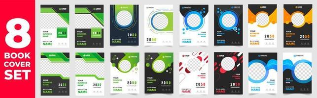 set of 8 Mega collection corporate business book cover design template. business book cover design. book cover big bundle. Company book cover big set template. vector