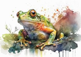 Create a sense of calm and tranquility with these intricate watercolor vector illustrations of frogs in their natural habitat