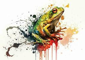 Brighten up any space with these bold and striking watercolor vector illustrations of frogs and their environment