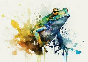 These colorful watercolor vector designs of frogs and their habitats are perfect for adding a pop of life to any room