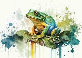 Experience the beauty and wonder of nature with these enchanting watercolor vector designs of frogs and their surroundings