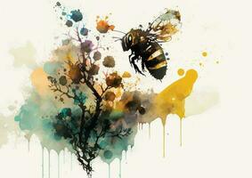 dejar tu creatividad tomar vuelo con estos acuarela vector diseños de abejas