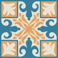 Moroccan mosaic Tile with colorful Patchwork. Vintage Portugal azulejo, Mexican Talavera, Italian majolica Ornament, Arabesque motif or Spanish ceramic Mosaic vector