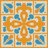 Moroccan mosaic Tile with colorful Patchwork. Vintage Portugal azulejo, Mexican Talavera, Italian majolica Ornament, Arabesque motif or Spanish ceramic Mosaic vector