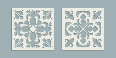 Vintage Laser Cut pattern with floral baroque ornament. Vector Stencil Template for cnc cutting, decorative panels of wood, metal, paper, plastic