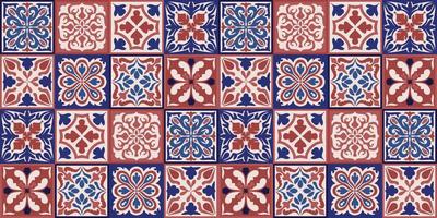 Seamless Moroccan mosaic Tile pattern with colorful Patchwork. Vintage Portugal azulejo, Mexican Talavera, Italian majolica Ornament, Arabesque motif or Spanish ceramic Mosaic vector