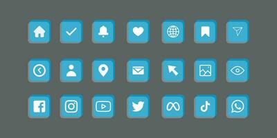 A set of blue vector icons of modern. The collection includes 21 icons in a single style of business, finance, UX UI